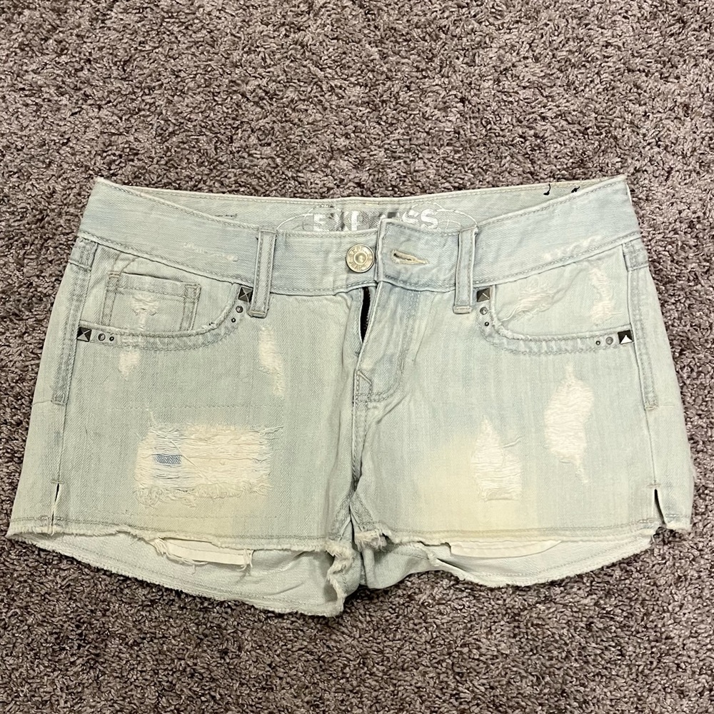 Express, light wash, distressed jeans, size 2.